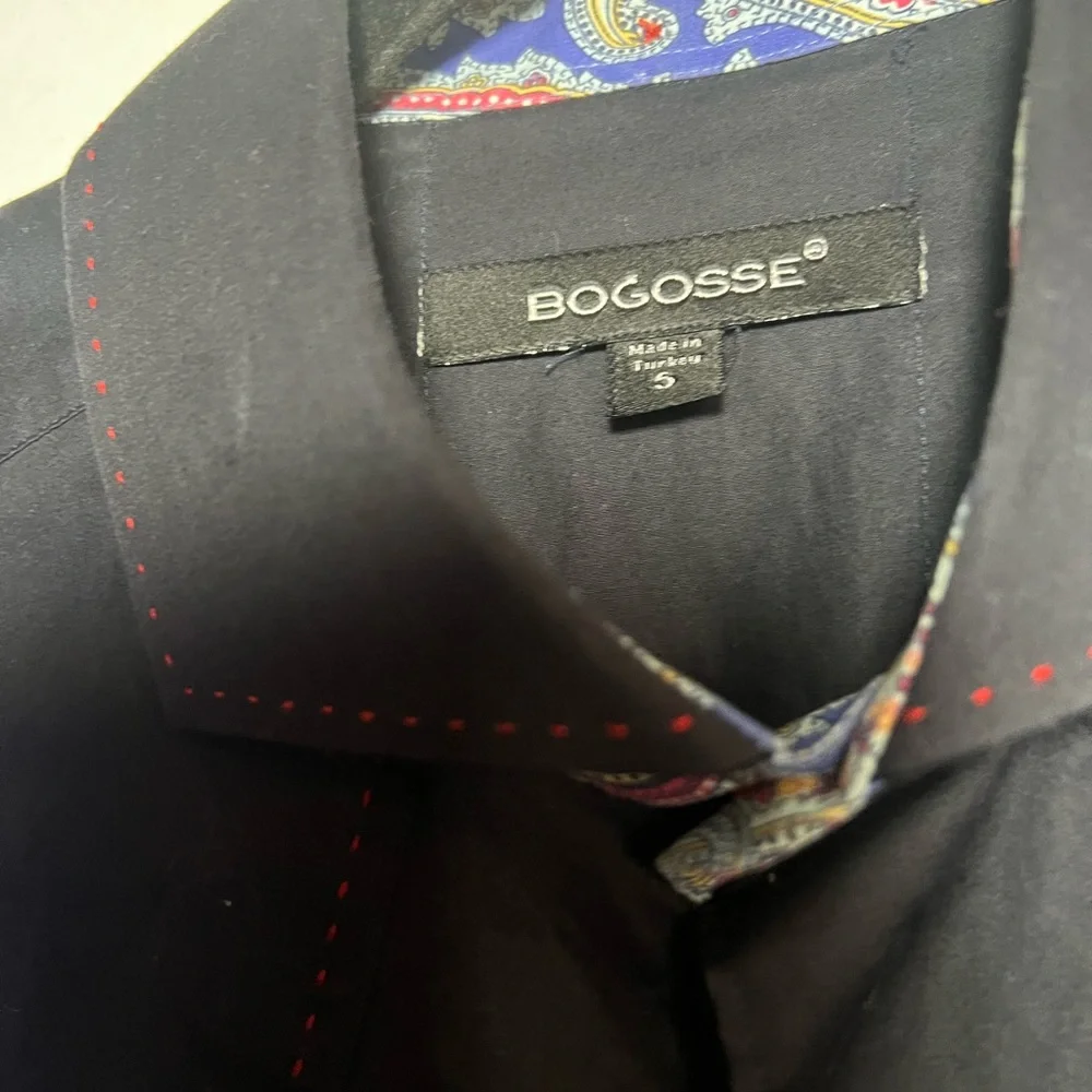 BOGOSSE men’s black Designer dress Shirt size 5 - Picture 6 of 9